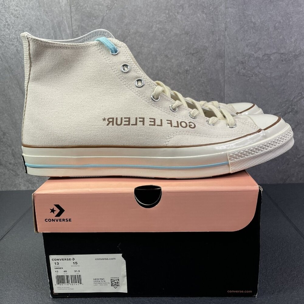Converse Chuck 70 High x Golf Le Fleur Parchment Canvas Size 13 Mens Shoes